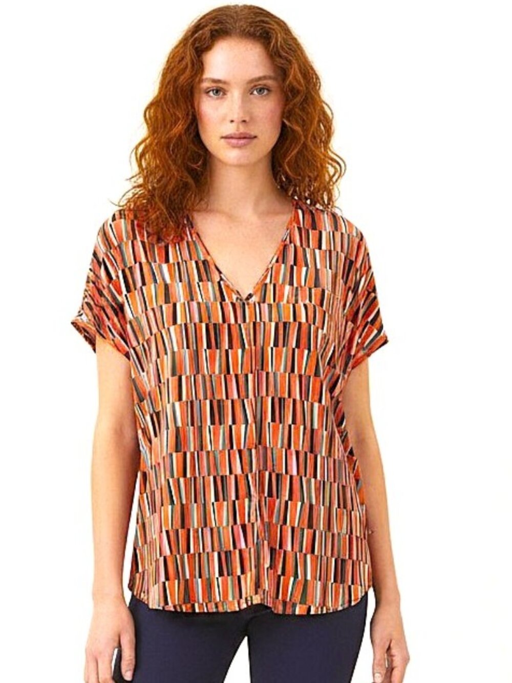 Bar III | Women's Top | Sleeveless Multicolor Geometric Print | Size Large